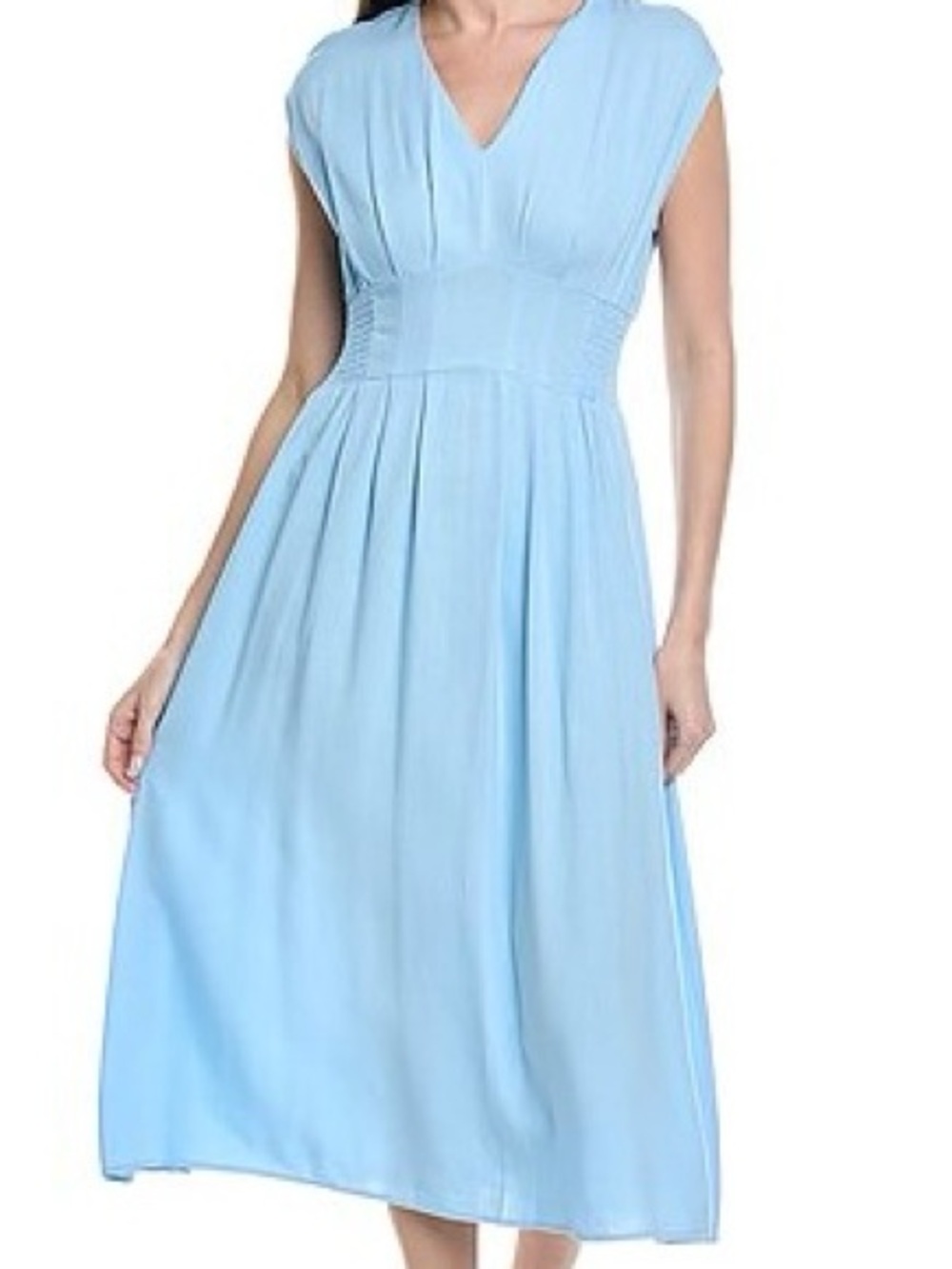 Nanette Lepore Light Blue V-Neck Midi Dress